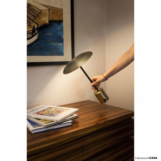 FARO BARCELONA - HOSHI LED Lampada portatile oro satinata e nera