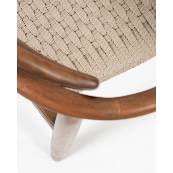 KAVE HOME - Sedia Nina in legno massello di acacia finitura noce e corda beige