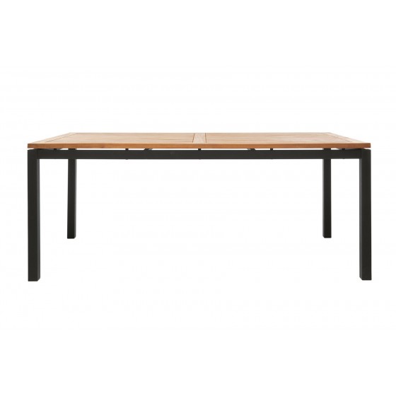 IL GIARDINO DI LEGNO - Tavolo rettangolare Lui & Lei con piano in teak e struttura in alluminio nera misura 181 × 91 × 9,5 cm