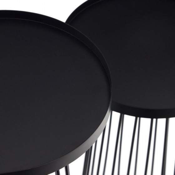 LAFORMA - Set Dilva di 2 tavolini in metallo verniciato nero opaco Ø 36 cm