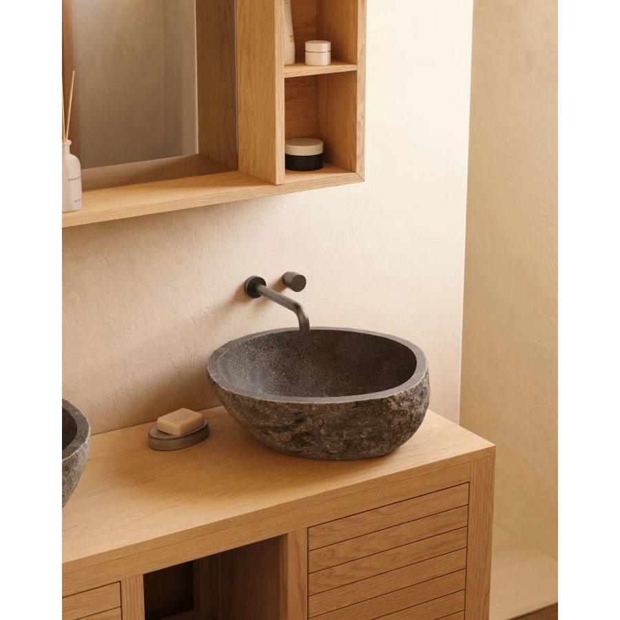 Lavabo da appoggio Tetsu in pietra Ø 40 cm