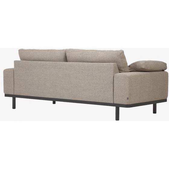 KAVE HOME - Divano Noa 3 posti beige con gambe finitura scura 230 cm