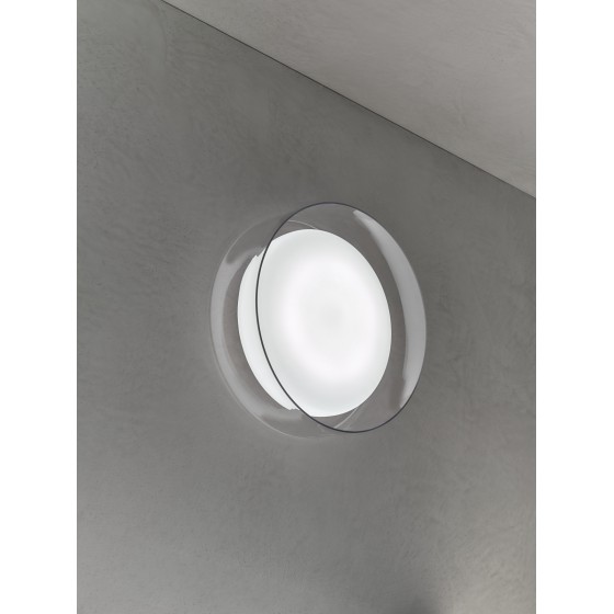 PRANDINA - DIVER W5 LAMPADA A PARETE O SOFFITTO Diffusore interno in vetro bianco opalino, diffusore esterno in vetro