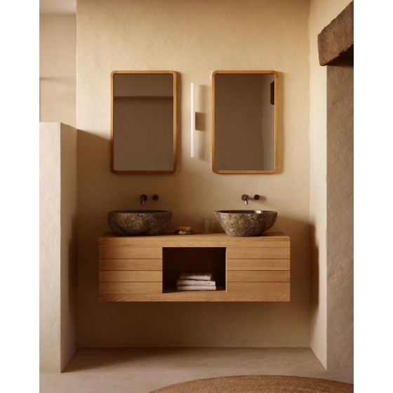 KAVE HOME - Mobile da bagno Kenta in legno massiccio di teak finitura naturale 120 x 45 cm