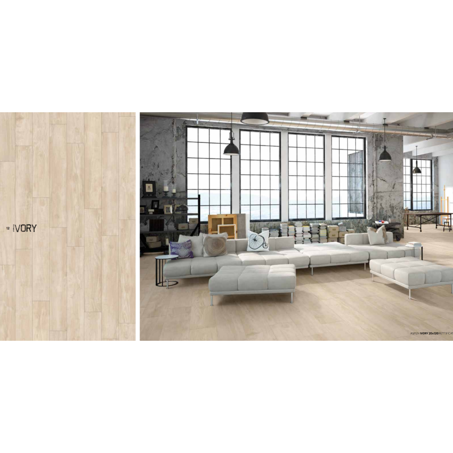 MGM CERAMICHE - ASPEN colore IVORY dimensione 20x120 pavimento in gres porcellanato rettificato