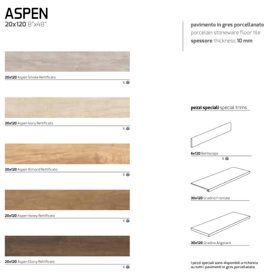 MGM CERAMICHE - ASPEN colore ALMOND dimensione 20x120 pavimento in gres porcellanato rettificato
